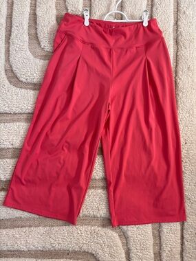 Santiny Womens Coral Palazzo Ankle Pants Size XXXL Travel Cruise Office Wide Leg